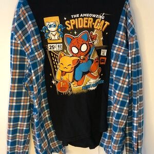 Spider-Cat flannel rework (made by dee collection co)